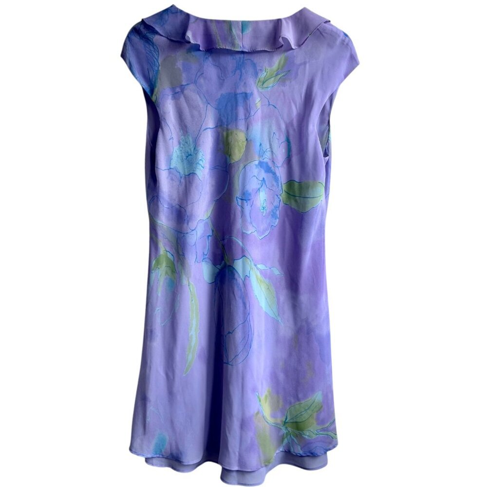 Ethereal Ivy & Annabelle Lavender Watercolor Dress Flutter Lettuce Hem y2k Large - Picture 3 of 5